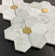 MFL White Cararra with Gold Metal Large Daisy Flowers Pattern Mosaic Wall and Floor Tile (Set of 10)