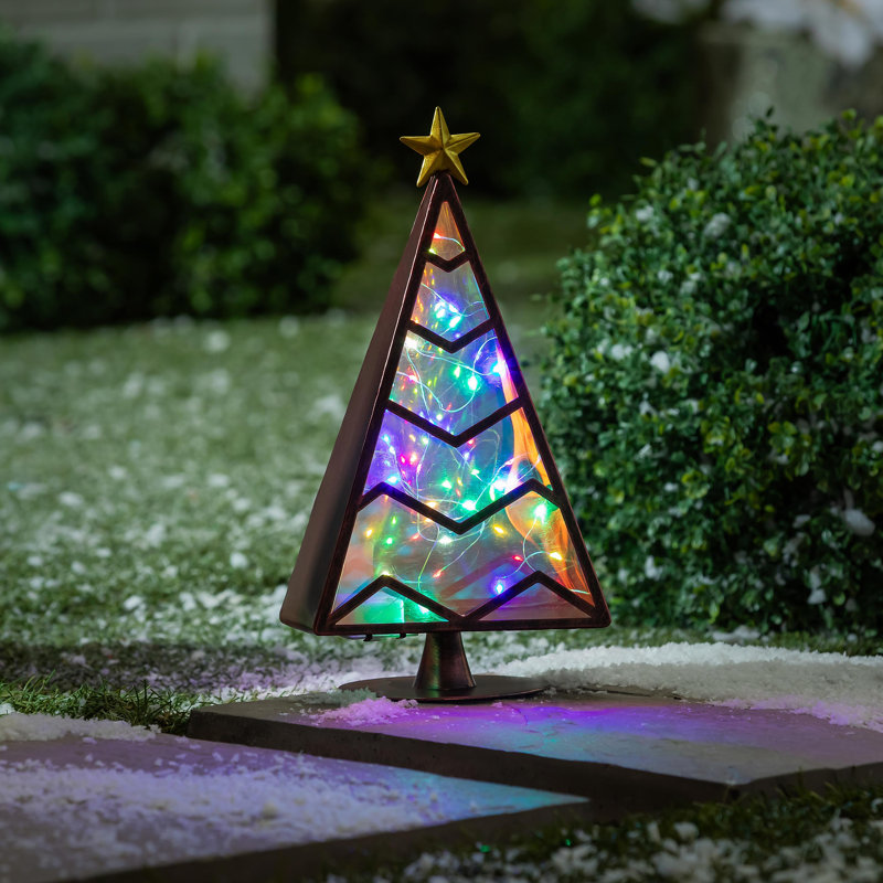Statue de jardin à DEL avec arbre à couleurs changeantes de couleur RVB H 14 po
