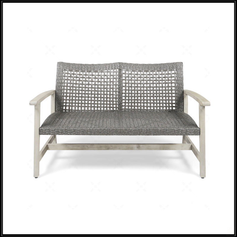 Causeuse Wood + Wicker, Gris