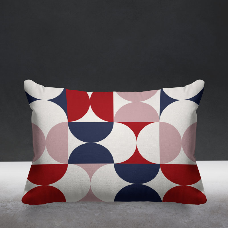 Griffin Outdoor Reversible Throw Pillow, Red/Navy Blue