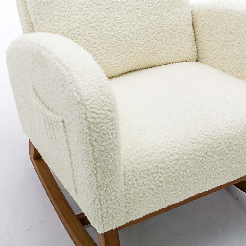Chaise berçante Abhimanyu, Beige Teddy
