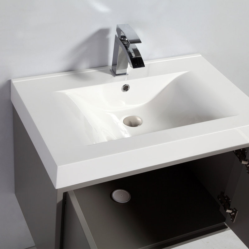 Shalisa 30 " W Free Standing Wall Mounted Single Double Single Vanity Bathroom Vanity With Resin Top, Gray