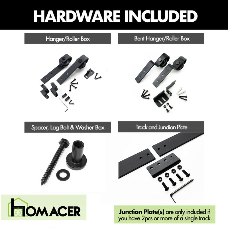 Mini Black Rustic Classic Design Single Track Bypass Two Door Hardware Kit For Cabinet Use, 60"