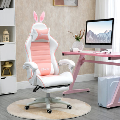 Mignon fauteuil de jeu, fauteuil de jeu inclinable avec repose-pieds, rose