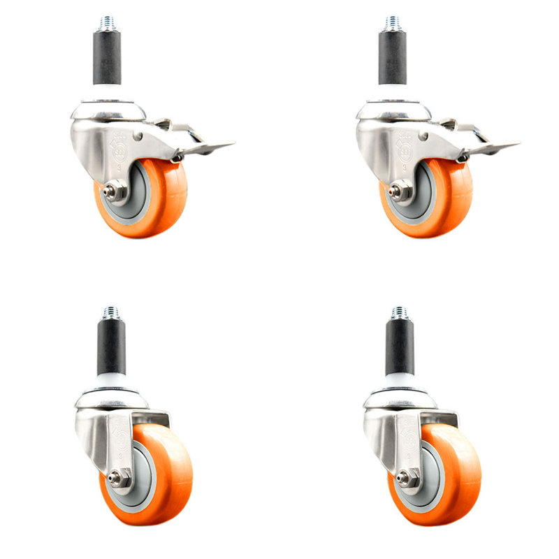 Ensemble de roulettes extensibles 3 pouces en poly 316SS 1 po, Orange