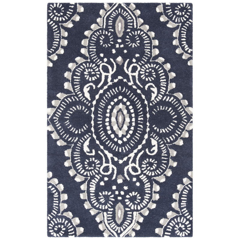 Tapis géométrique en laine touffeté à la main Kouerga, Rectangle 3 pi x 5 pi