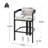 Pula Outdoor Patio Aluminum Counter Stool, Bar Chair, Black Frame With Grey Cushion, Set Of 2-175911180