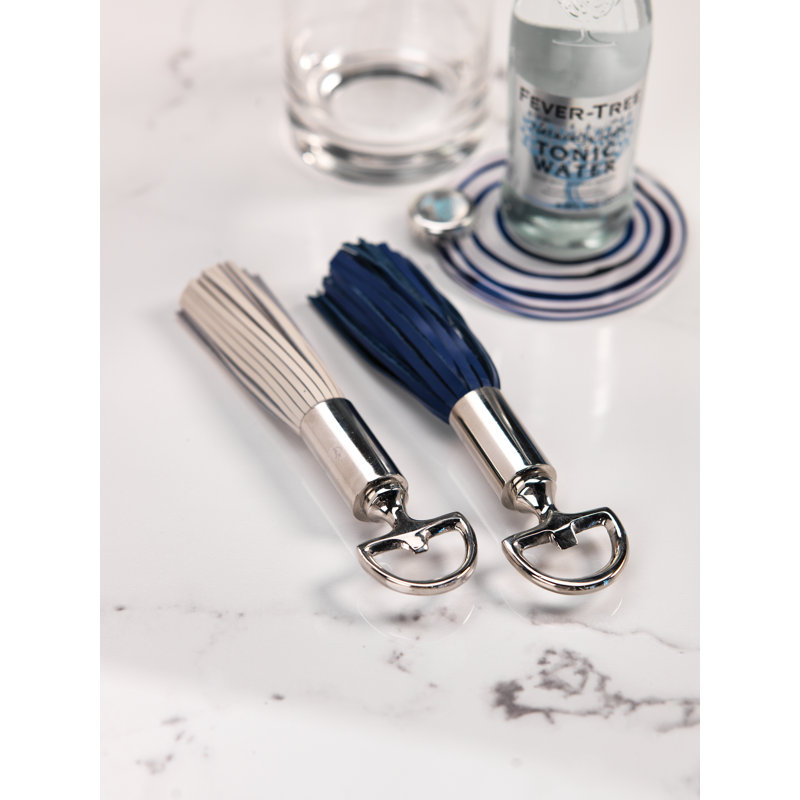 Ouvre-bouteille en cuir nickel Vinson, Blanc