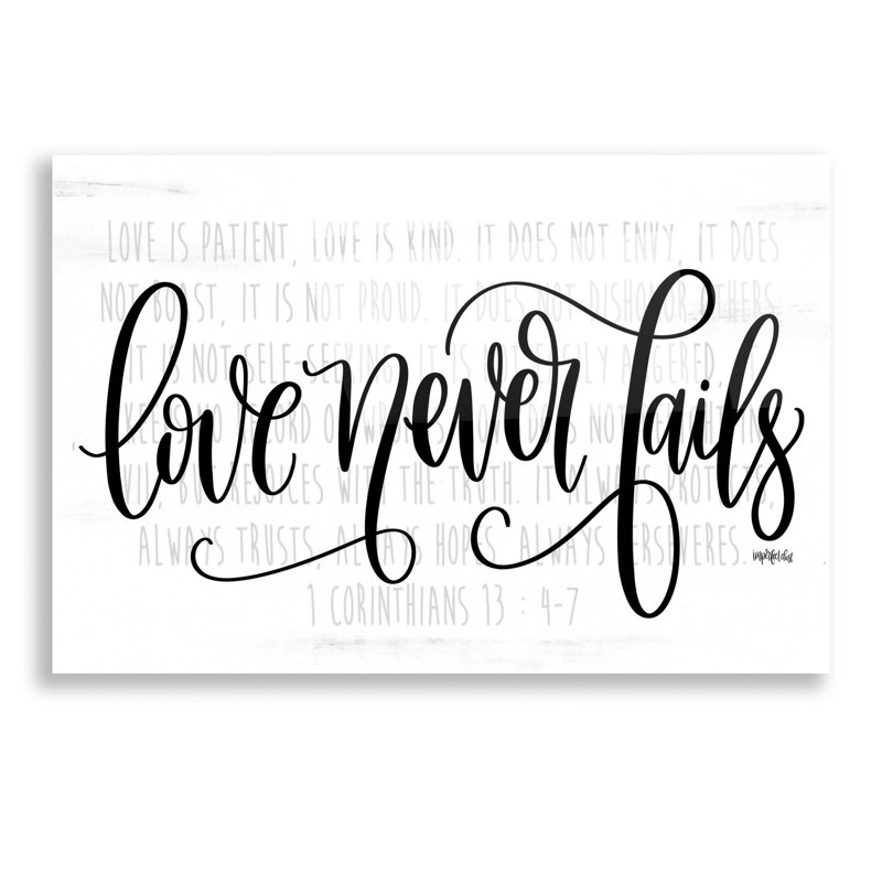 «Love Never Fails» par imperfect Dust, art mural en verre acrylique, H 12 po x l 16 po x P 0,13 po