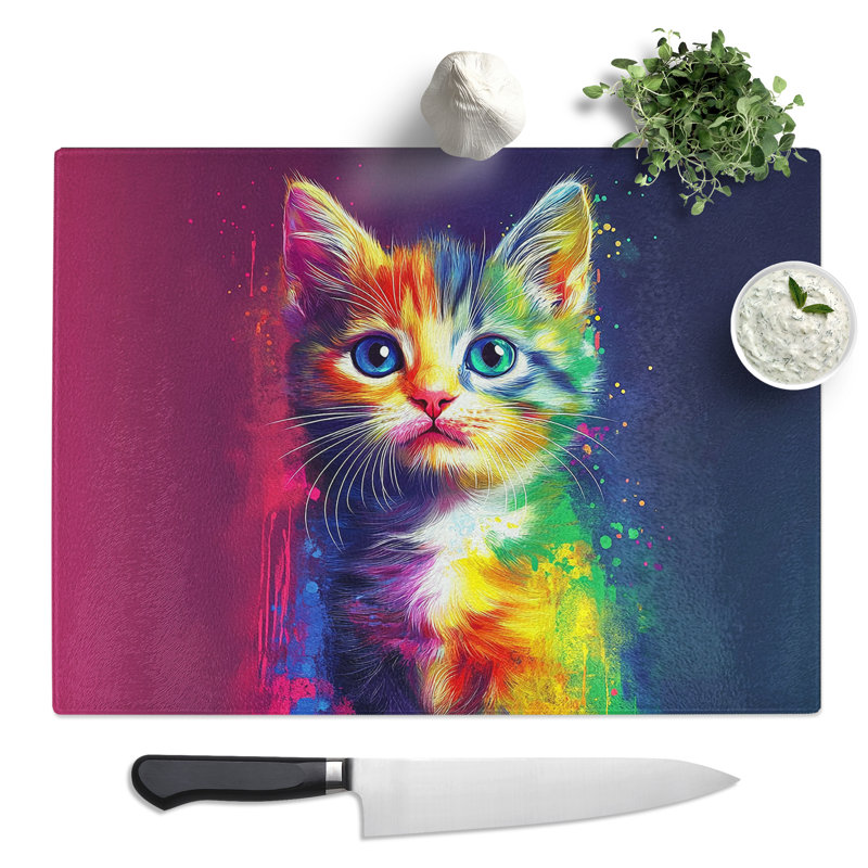 Kitten  Glass Chopping Board