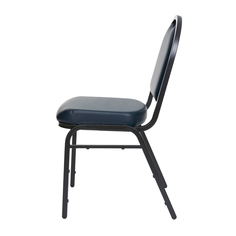 Celia Vinyl Stack Chair (2 Pack), Black, Midnight Blue