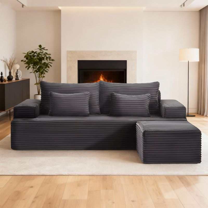 Canapé modulaire de 83,5 po de largeur avec canapé-lit modulaire Comfy, Velours gris velours