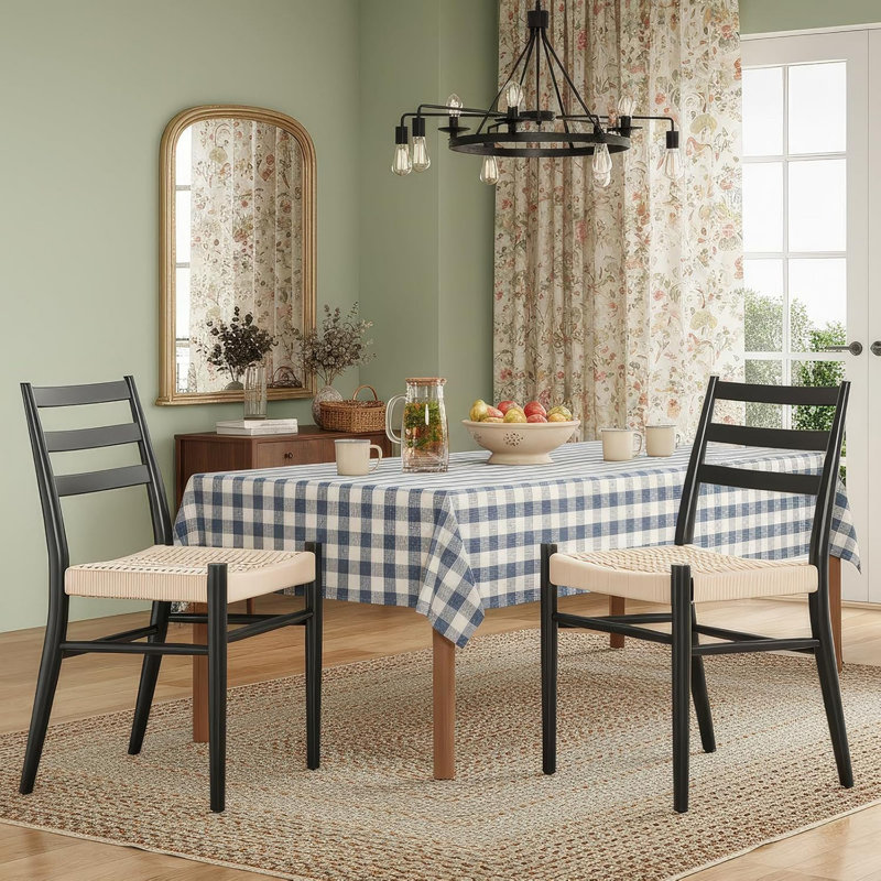 Ensemble de 2 chaises de salle à manger, Beige/noir