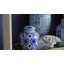 Pot décoratif 7,5 po en porcelaine bleue et blanche, vase à couvercle décoratif avec motifs floraux pour manteau de cheminée, dessus de table, fleurs ou centre de table 
