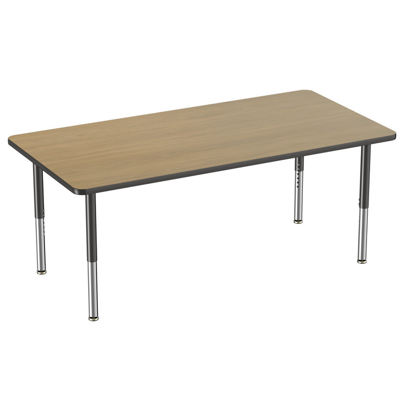 Table d'activité rectangulaire à hauteur réglable en forme de T, 36 po x 72 po, Chêne Pasadena / noir, Super