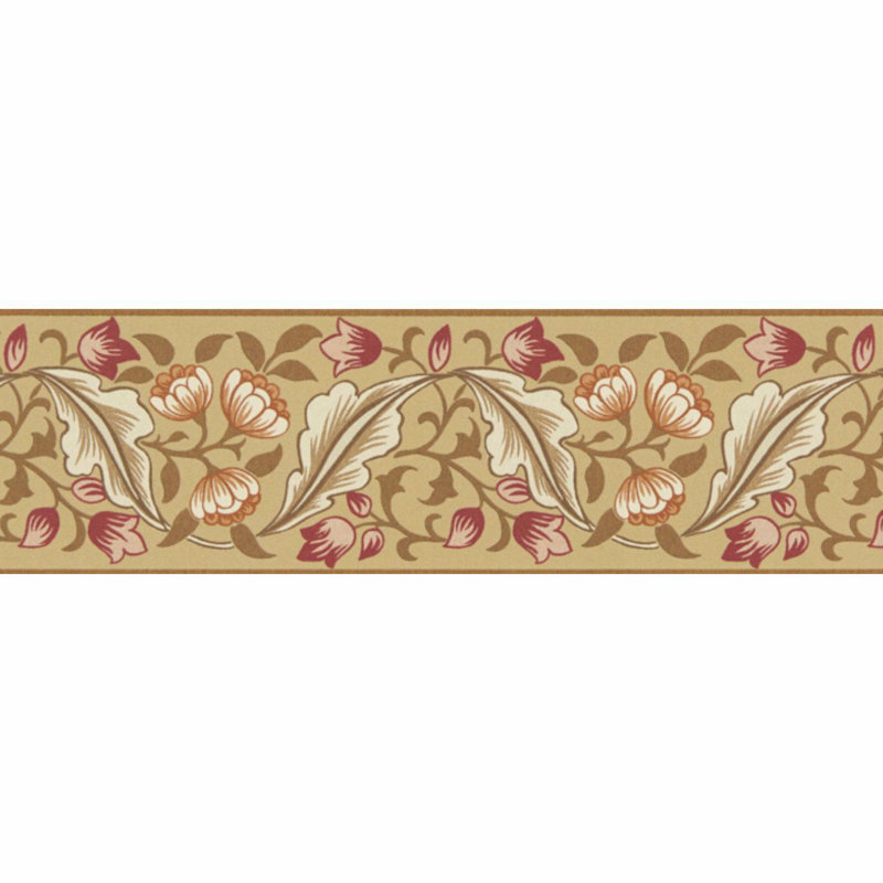 Bluebell & Peony Border, Gold/Madder