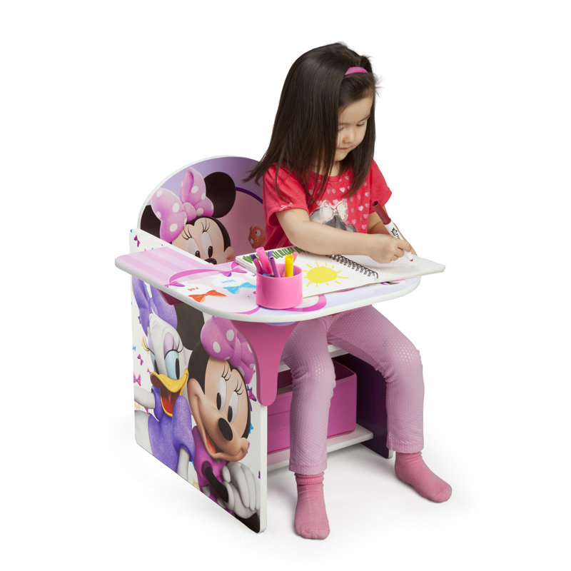Minnie Mouse Purple Wooden Chair Desk with Storage Bin