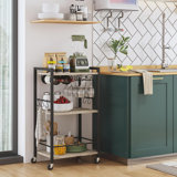 Bar Cart, Home Bar Serving Cart, Drink Cart with 3-Tier Mirrored Shelf, Mobile Kitchen Shelf with Wine Rack, Rolling Beverage Cart