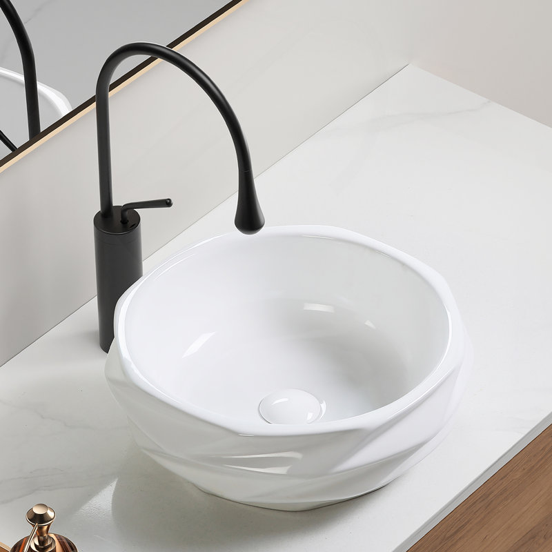 Round Ceramic Vessel Sink For Bathroom