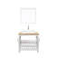 Meuble-lavabo 32 po avec lavabo, meuble-lavabo simple avec portes et tablette ouverte, petit meuble-lavabo en bois massif avec lavabo, blanc + naturel