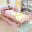 Twin Wooden Platform Bed with Headboard Storage, Safety Guardrails and Drawers-1458193655