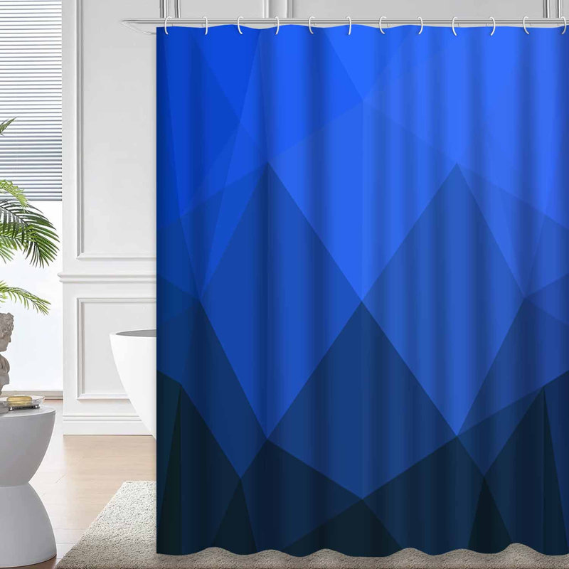 Rideau de douche hexagonal foncé de style géométrique avec 12 crochets, L 72 po x l 84 po