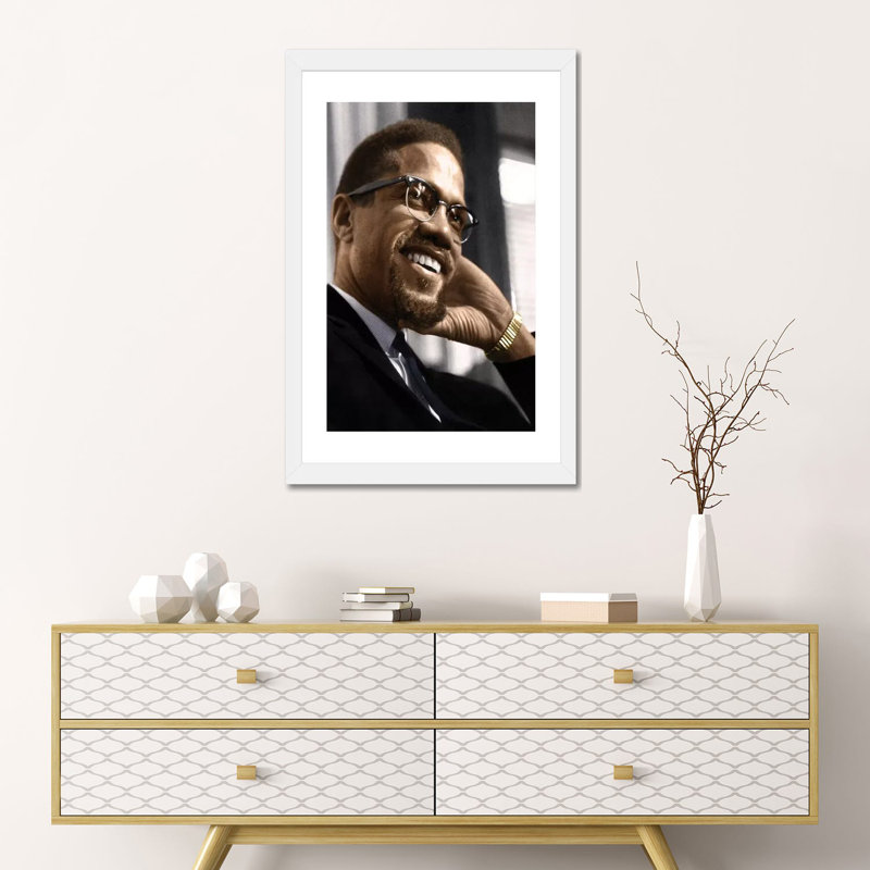 Malcolm X (1925-1965) par Granger-impression, Papier encadré blanc, Blanc, H 24 po x l 16 po x P 1 po