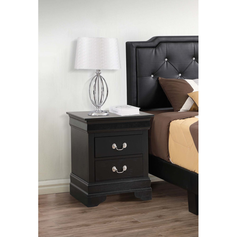 Table de chevet 2 tiroirs Jeffreys, Gris anthracite