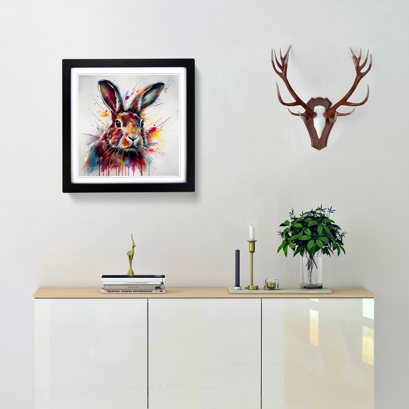 Hare Abstract Art No.1 - Framed Print, Black