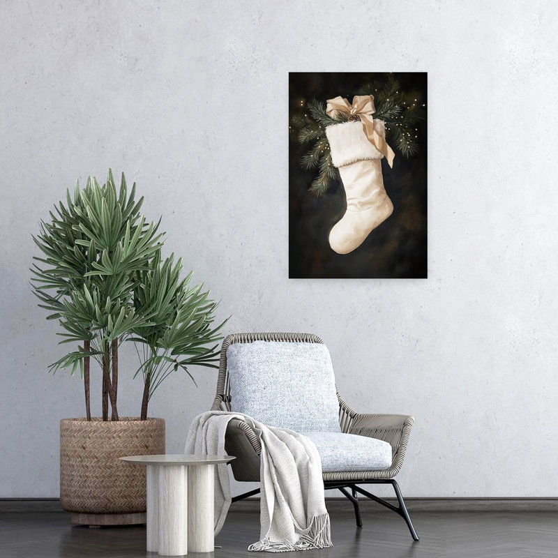 Elegant Christmas Stocking Elegant Traditional Abstract Pine Winter Landscape Wall Art Print 1 Piece Wrapped Canvas Wall Art