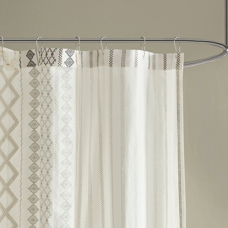Rideau de douche en coton avec chenille, Ivoire ivoire