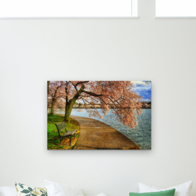 « me rencontrer à notre banc » par lois bryan, reproduction de photo sur toile, H 22 po x l 32 po x P 2 po