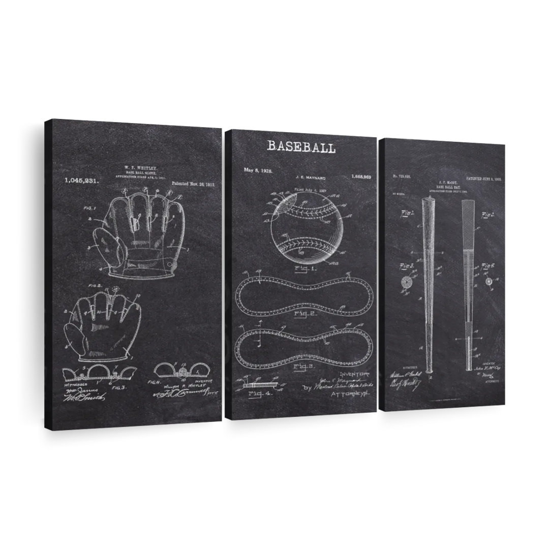 " Baseball Patents " by Patent Hunter 3 - Pieces (Set of 3) 17 Stories Overall