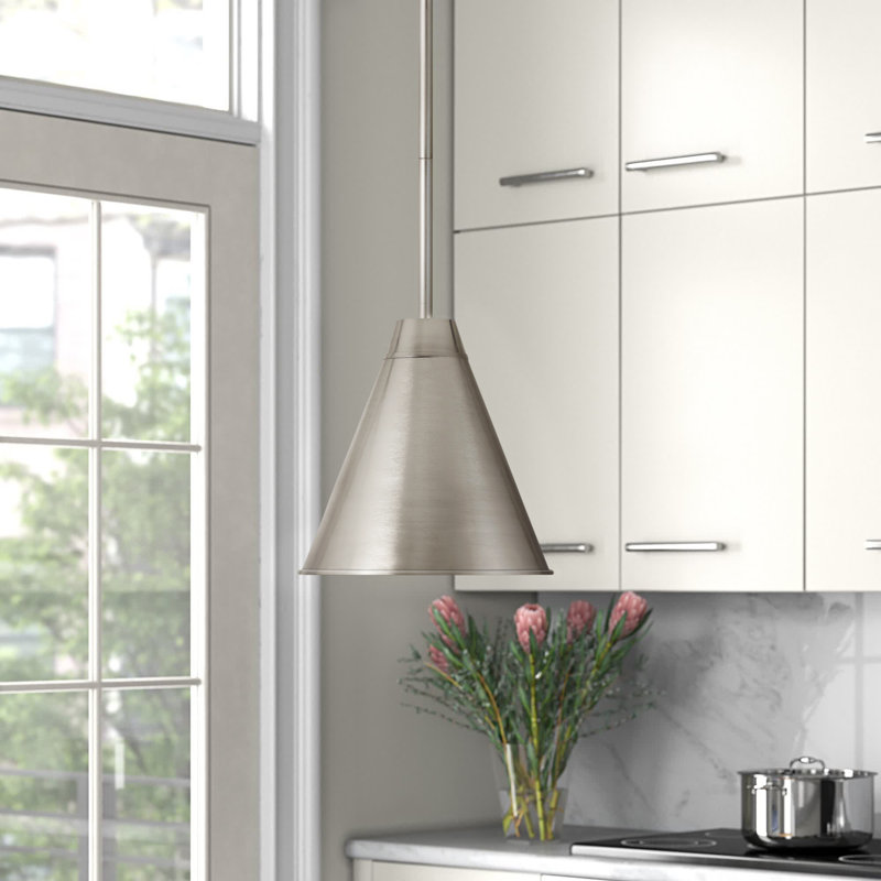 Haveman 1-Light Dimmable Adjustable Length Pendant, Brushed Nickel, 27" H x 24" W x 24" D