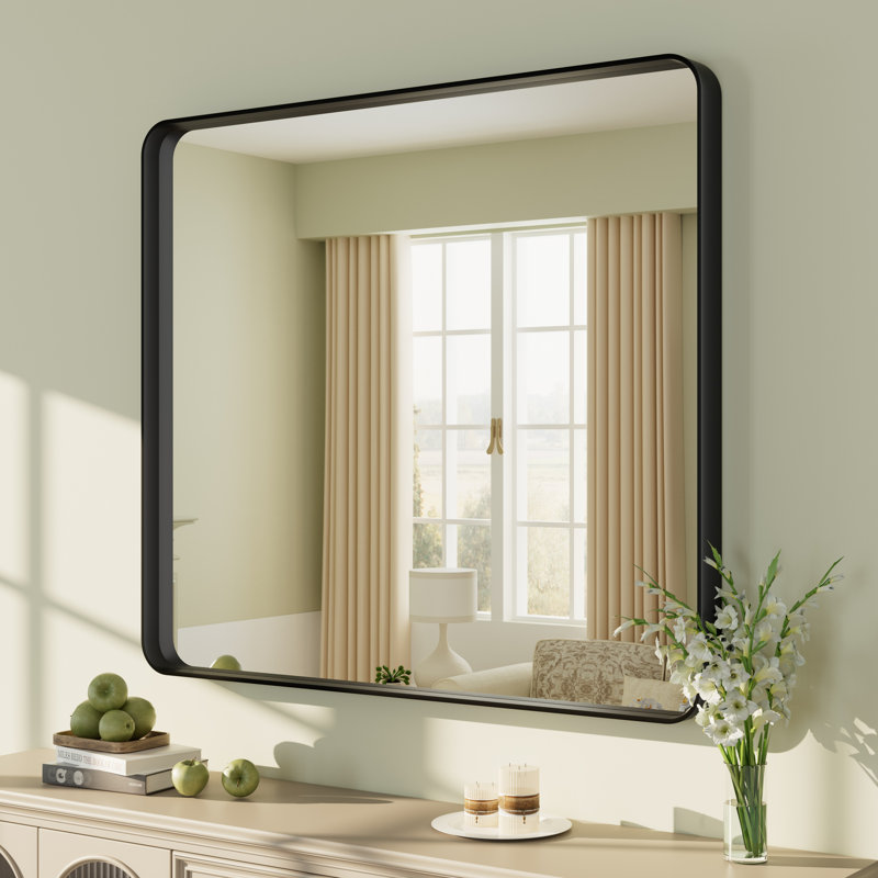 Miroir mural Aevar, Noir mat, 36 po x 32 po