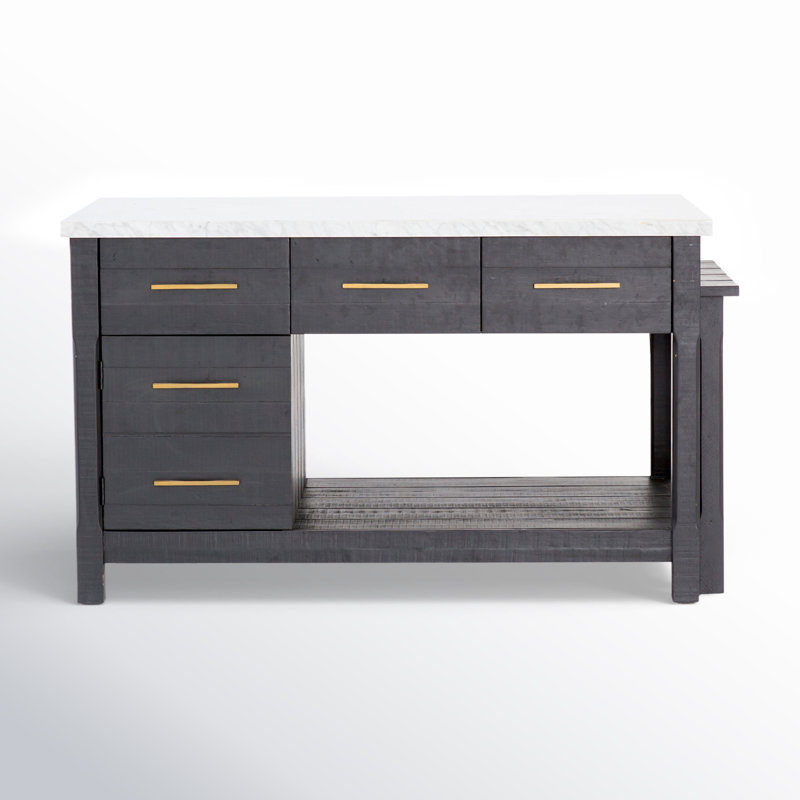 Karelia Kitchen Island, Marble/Black