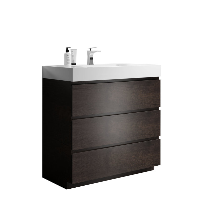 Single Bathroom Vanity with @Solid + Manufactured Top