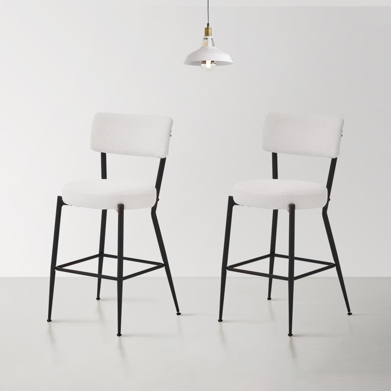 Upholstered Counter Stool, Black, White