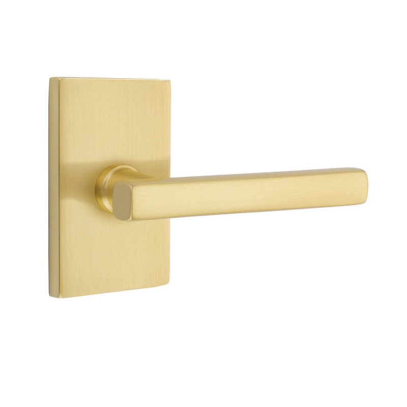 Freestone Passage Door Lever, Right, Satin Brass