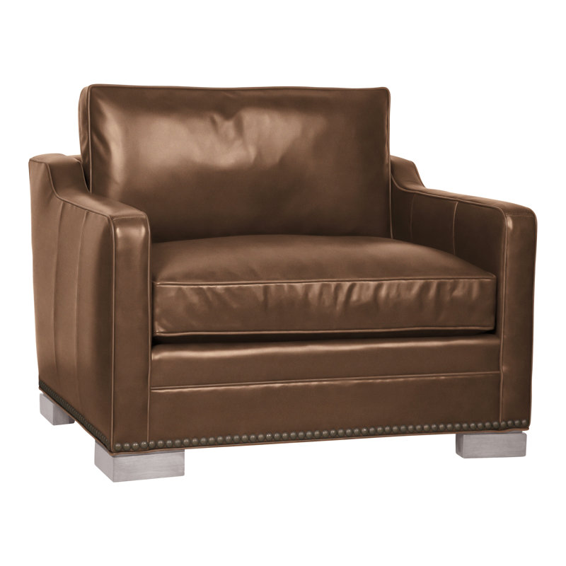 Stanton 44" Chair & Half, Gatsby Brown Sugar Genuine Leather, Dove Gray, Yes