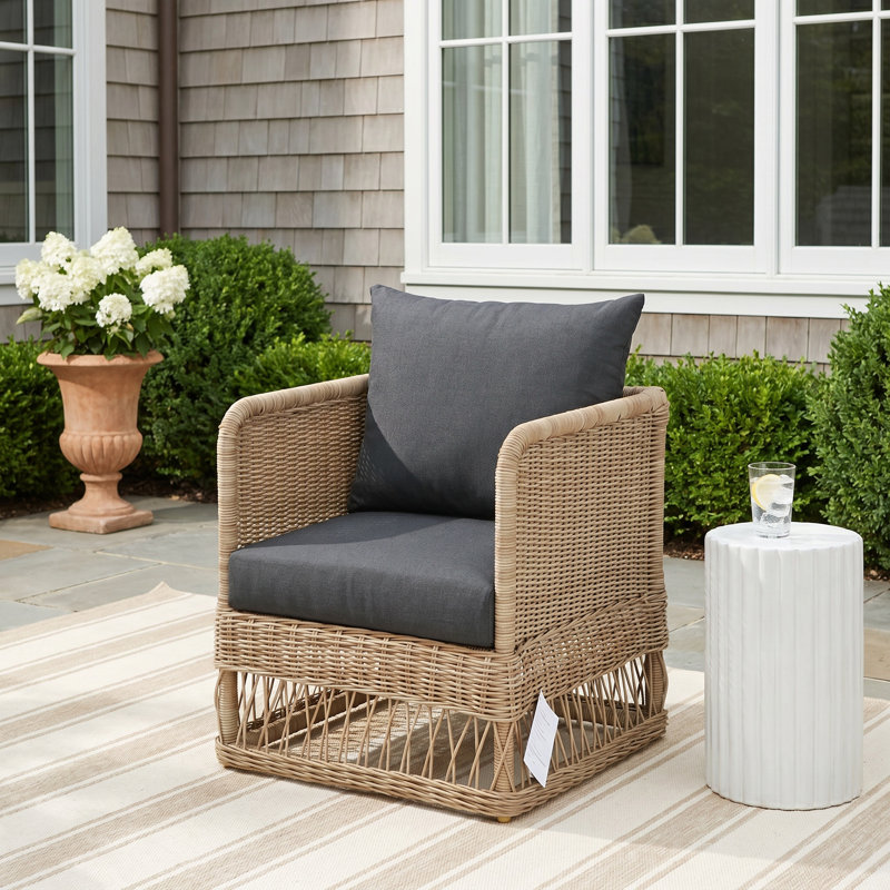 Destin Natural Outdoor Patio Club Chairs - Canvas Beige, Brown, Canvas Beige