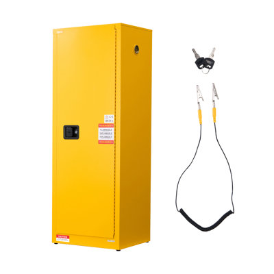 Armoire de rangement inflammable, 23,2 x 18,1 x 65,0 pouces, 23 gallons avec tablette réglable, armoires en acier laminé à froid et en acier galvanisé, pour usage industriel à domicile, jaune