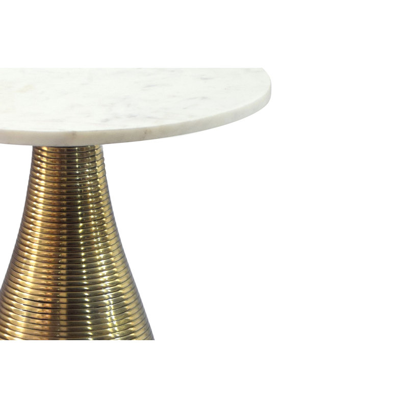 Pedestal End Table, White