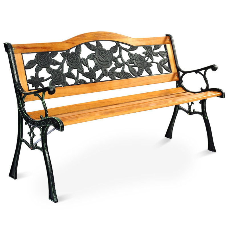 Iron, Pine Wood Outdoor Bench
