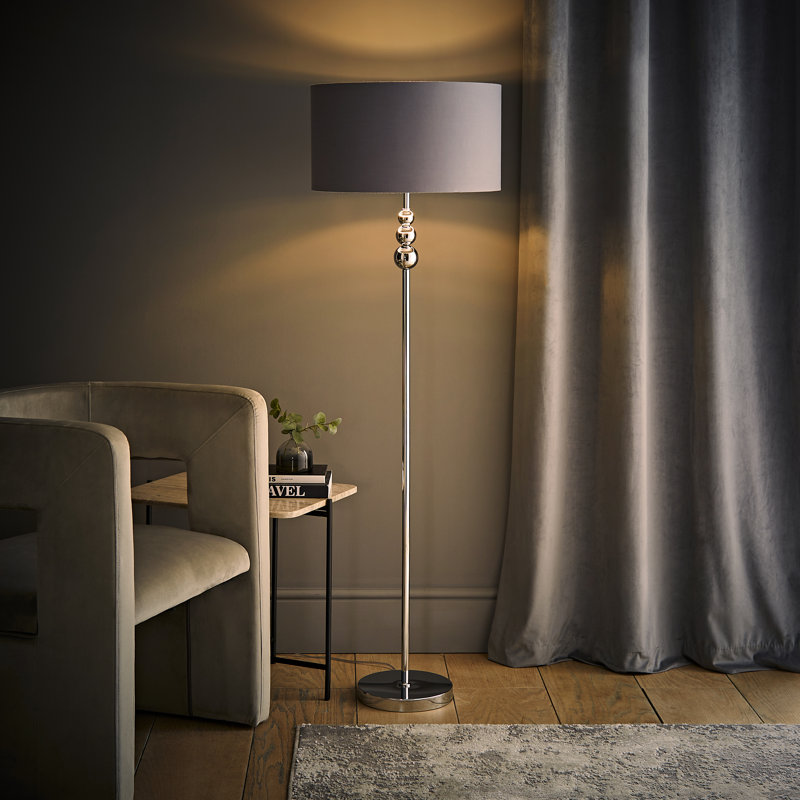 Randalia 145cm Traditional Floor Lamp, Brushed Gold, Grey
