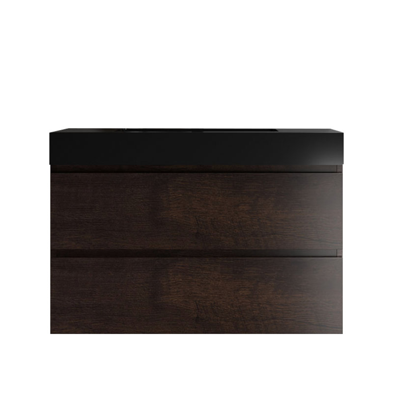 Lavabo intégré contemporain en quartz noir mat - Redéfinir le style de salle de bain conçu et élégant pour les salles de bain