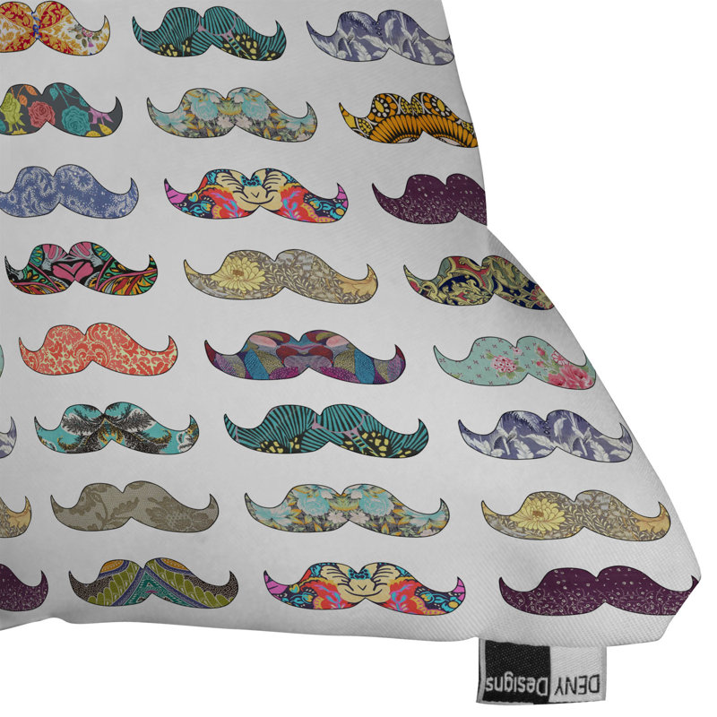 Mustache Mania Throw Pillow, 16" x 16"