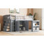 Lit mezzanine simple en bois d'hévéa gris avec rangement spacieux et armoire de bureau coulissante-117539405