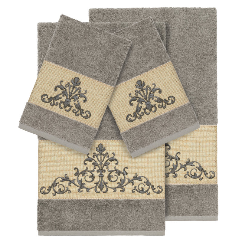 Ensemble de serviettes 4 pièces Scarlet, Gris foncé, Ensemble de serviettes 4 pièces