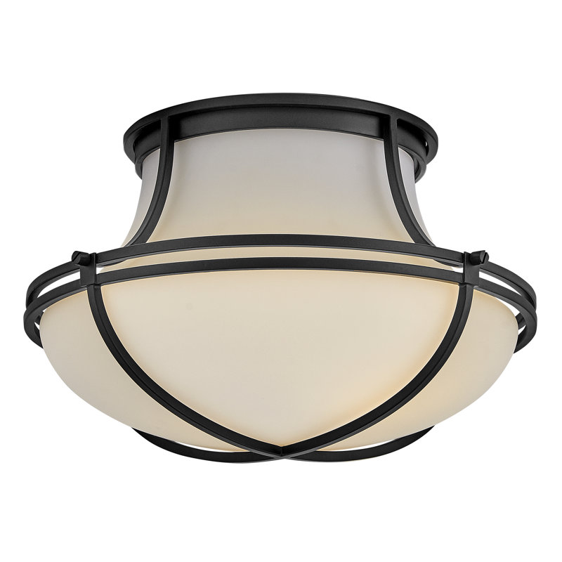 Saddler 15.25" Three-Light Flush Mount Teardrop Ceiling Light, Black